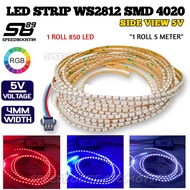 LED Strip WS2812 170 LED Side View 4020 RGB 5Volt 850 LED 5 Meters / 1 Roll 4mm PCB Width