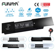 FUNAYA Table Hidden Slide Socket Recessed Outlets with USB Type-c Wireless Charge Universal UK SG MY