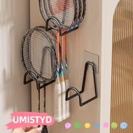 UMISTYDREAMUM9U Badminton Racket Rack, Metal Adhesive Tennis Racket Shelf,  Punch Free Wall-Mounted 