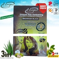 UNIQUE HAIR DARKENING BROWNISH BLACK HAIR DYE FOR MEN AND WOMEN 2X30ML  UNIQUE