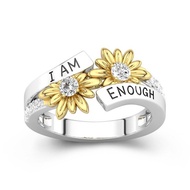 I ENOUGH Sunflower Ring I AM ENOUGH Ring Two-Color Diamond Daisy Female Ring Daisy Ring