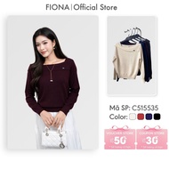 FIONA long-sleeved sweater Women's viscose sweater, hem shape, crew neck, leaf collar, Freesize C515