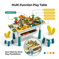 Children Multifunctional Building Block Table Large Building Block Table+(4 Storage+4 Heightened)+Ra