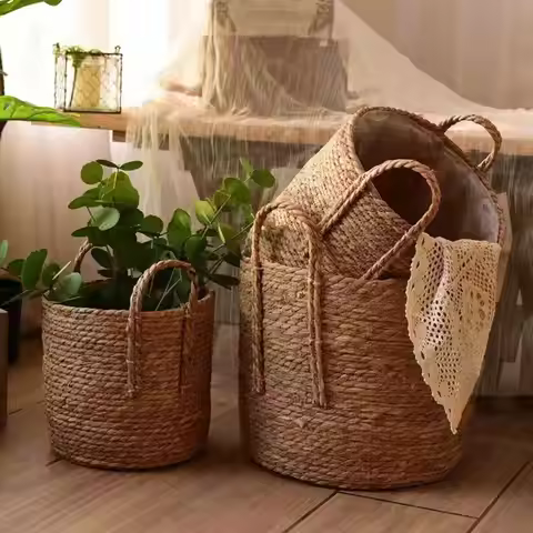 Woven Planter Basket Simple Storage Basket for Living Room Bedroom Farmhouse