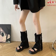 VALENTINE1 Women's Sandals Boots, Gothic Belt Buckle Open Toe Boots, Casual Designer Y2k Punk Gladia