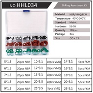 Fasteners 170pcs/box Sealing O-ring Silicone NBR VMQ FKM Red Black White Green Gasket Replacement OD