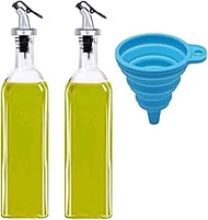 Italian Glass Oil dispenser 1000 ml, Pack of 2, Oil bottle for kitchen 1 Litre glass, Oval transpare