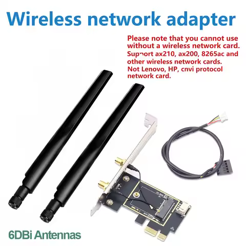 M.2 To PCI Express Wireless Adapter Converter with 6DBi 2x Antenna NGFF M.2 WiFi Bluetooth Card For 