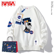 NASA เสื้อกันหนาวผู้ชาย ins นักบินอวกาศพิมพ์รอบคอเกาหลีรุ่นแนวโน้มหลวม Oversize ลำลองแขนยาวเสื้อยืดผ