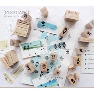 G8 Variety ️ moodtape Wooden Seal Flower Leaf Set Grass Blessing English Small