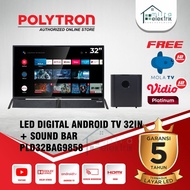 led tv polytron 32bag9858 android digital google tv cinemax soundbar - luar palembang