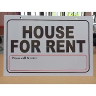 HOUSE FOR RENT Hard PVC Signage 7.8x11 inches