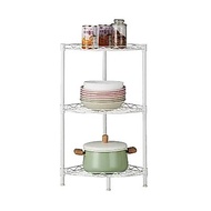 Minimalist 3-Tier Corner Iron Shelf, Multipurpose Shelf, White WMO AC6143