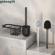 YISHENG No Dead Angle Toilet Brush, Nail Free Installation with Hook Toilet Brush Holder, Modern Rus