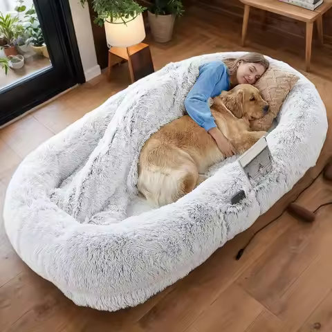 Human Dog Bed, Washable Faux Fur Dog Bed for People Doze Off, Napping Orthopedic Dog Bed, 71''x45''x
