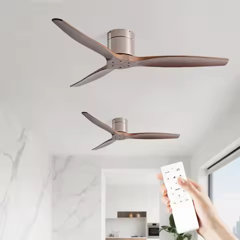 Vintage Industrial Ceiling Fan 42/52/60 Inch 3 Wooden Blades Remote Control for Household Home Coffe