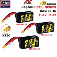 Dogcom 650mAh 850mAh 150C UCELL Series 3S 4S 11.1V 14.8V Lipo Battery With XT30 Plug