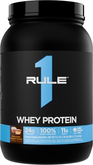 Rule 1 R1 Whey Blend Chocolate Fudge - 2 lbs Powder - 24g 3 Protein Sources + 5g BCAAs - 26 Servings
