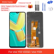 100% ทดสอบ6.56นิ้วใหม่สำหรับ Vivo Y03 Y03t จอ LCD แบบดั้งเดิมจอแสดงผลหน้าจอสัมผัสหน้าจอกระจกเทมเปอร์