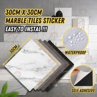 🇲🇾 30x30CM Self-Adhesive Marble Floor Tile Sticker Waterproof PVC Vinyl Flooring, Mozek Lantai Pelek