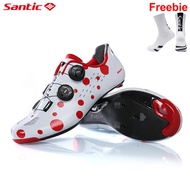 Santic Men Cycling Shoes for Road Cleats Carbon Fiber Anti-skid Resistant Self-Locking Bicycle Bike Sneakers