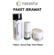 NATASHA SKINCARE Paket Jerawat/sabun/krim pagi / serum acne malam