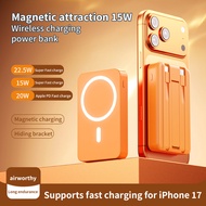 20000MAH  Magnetic Wireless 15W Fast Charger 22.5W Built-in cable For iPhone 17 16 Huawei