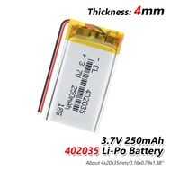 402035 250mAh 2wire 3 wire with connector XiaoYi Yi Dashcam  3.7v  Lipo Li Lithium Polymer Battery