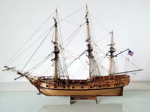 Antique Ship Model Building Kit Scale 1/50 U.S Rattlesnake 1782 Ship Wooden Model DIY Home Decoratio