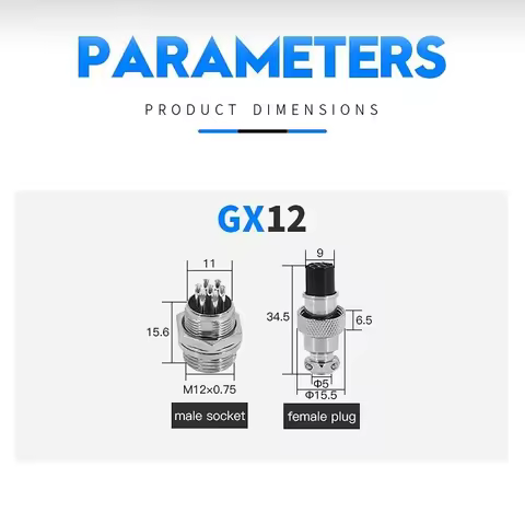 5Set GX12 GX16 Connectors 2pin 3pin 4pin 5pin Aviation Plug Socket Female Male Fixed Fixing Type Ele