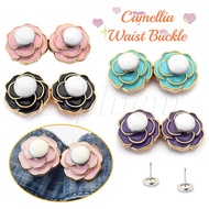 No Sewing Required Universal Button -Tighten Closing Artifact Tool -Camellia Rose Metal Waist Buckle