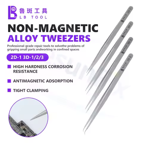 Luban 2D 3D Non-Magnetic Precision Tweezers High Hardness Anti-Magnetic Attraction for Phone Repair 