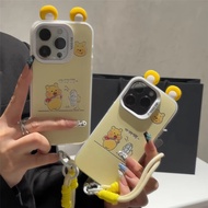 3D Ear Cartoon Bear Phone Casing Soft Protective Case With Hand Strap For Realme 10 9 8 11 Pro Plus 
