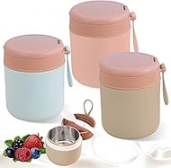 PRITOK Stainless Steel Thermal Container for Food: Pack of 3 Thermal Bowl with Spoon, 430 ml Vacuum