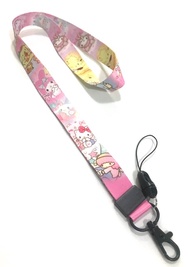 SANRIO PINK สายคล้องคอ สายคล้องบัตร ห้อยโทรศัพท์ ลาย SANRIO PINK น่ารัก มีก้ามปู มีห่วงเล็ก ถอดได้