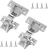 2 Pack (1 Pair) Cabinet Door Hinge Soft Close Cabinet Door Hinges Stainless Steel Overlay Hinges Cupboard Hinges 1/2 Inch Self Closing Door Hinges with Mounting Screws for Kitchen Cabinets