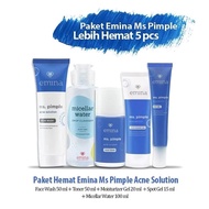 Paket Skincare Emina Antri Jerawat Ms Pimple Murah 5 pcs - 5 in 1 (=)