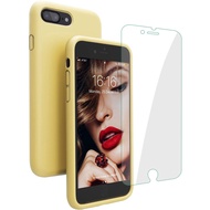 JASBON iPhone 8 + Case, iPhone 7 + Case, Liquide Silicone Phone Case with Free Tempered Screen Gel Rubber Soft Touch