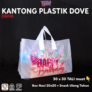 Kantong Plastik SOFT HANDLE 30x30 Motif HBD PINK Box Donat isi 6 Box Hokben Coklat / Snack Ultah