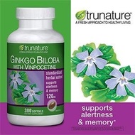 [USA]_TruNature Trunature Ginkgo Biloba with Vinpocetine, 300 Softgels 120 mg Gingko Biloba with 5 m