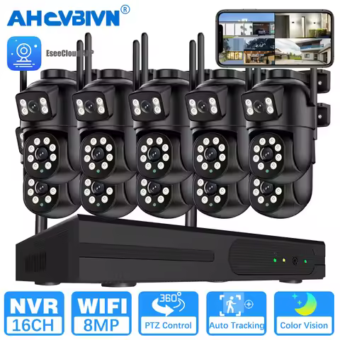 16CH Wireless CCTV Surveillance System 4K 8MP Dual Lens WiFi Security IP Camera Outdoor Smart HD Vid