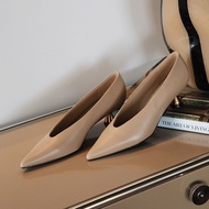 Huilm รองเท้าส้นสูงส้นเท้าแมวต่ำสำหรับผู้หญิงขนาด34-40รองเท้าส้นสูงแบบคลาสสิก Gaun Modis ส้นเตี้ย