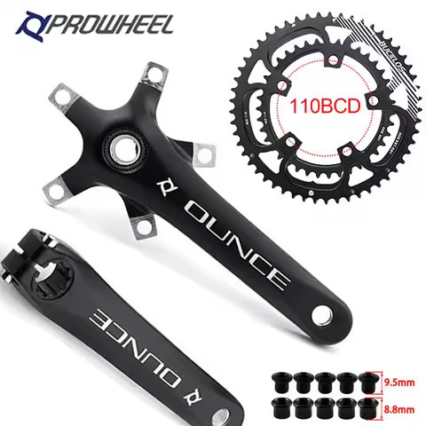 Prowheel Road Bicycle Crankset 110BCD Double Speed Road Bike Crank Set 50/34T 52/36T 53/39T 170/172.
