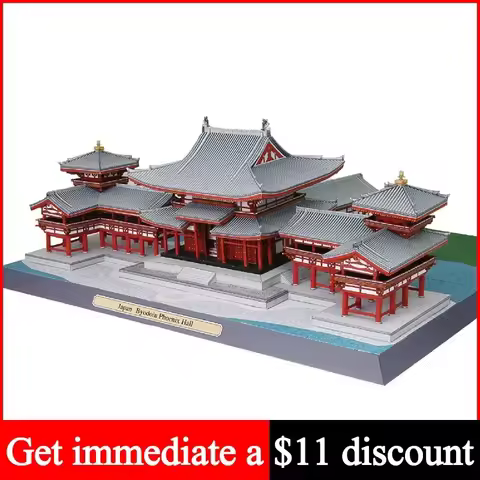 Japan Byodoin Temple Phoenix Hall 3D Paper Model House Papercraft DIY Art Origami Building Teen Adul