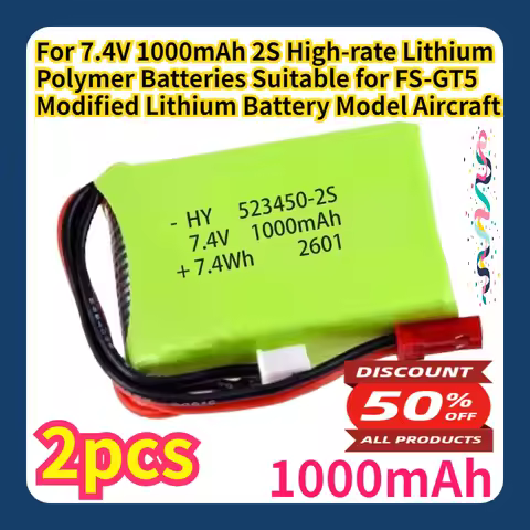 For 7.4V 1000mAh 2S High-rate Lithium Polymer Batteries Suitable for FS-GT5 Modified Lithium Battery