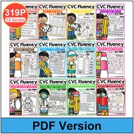 12 books 319pages kid English CVC Fluency Reading Short Stories Phonics workbook practice Worksheets