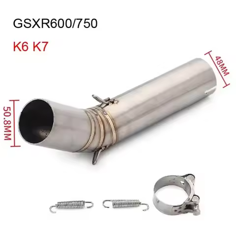 GSXR 600 750 K6/7/8/9/10/11/12/13/14/15 Slip-on Motorcycle Exhaust Middle Link Pipe 51mm Muffler Esc
