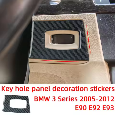 Key Hole Panel Decoration Patch Carbon Fiber Car Stickers For BMW 2005-2012 Series 3 E90 Interior Ac