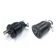 H Type Attached Ground Cable Plug/H Socket 15A 125V 3 Pin Plug 3 Pin Socket
