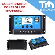 10A/30A/50A 12V/24V Automatic Solar Charge Controller PWM LCD Controller Dual USB 5V Solar Panel Con